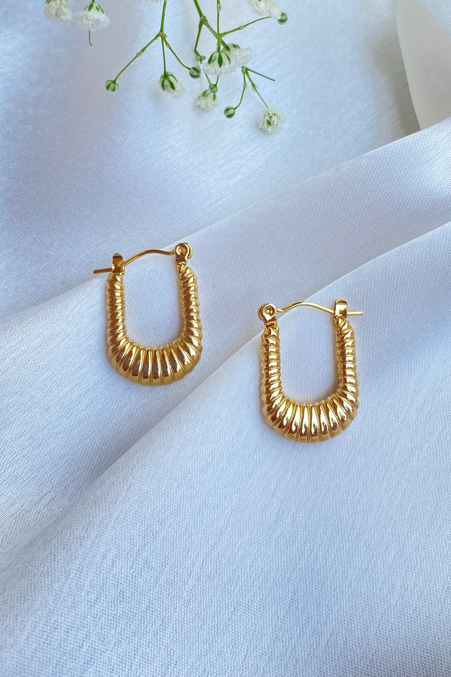 Rectangular Coil Hoop Earrings Jewellery