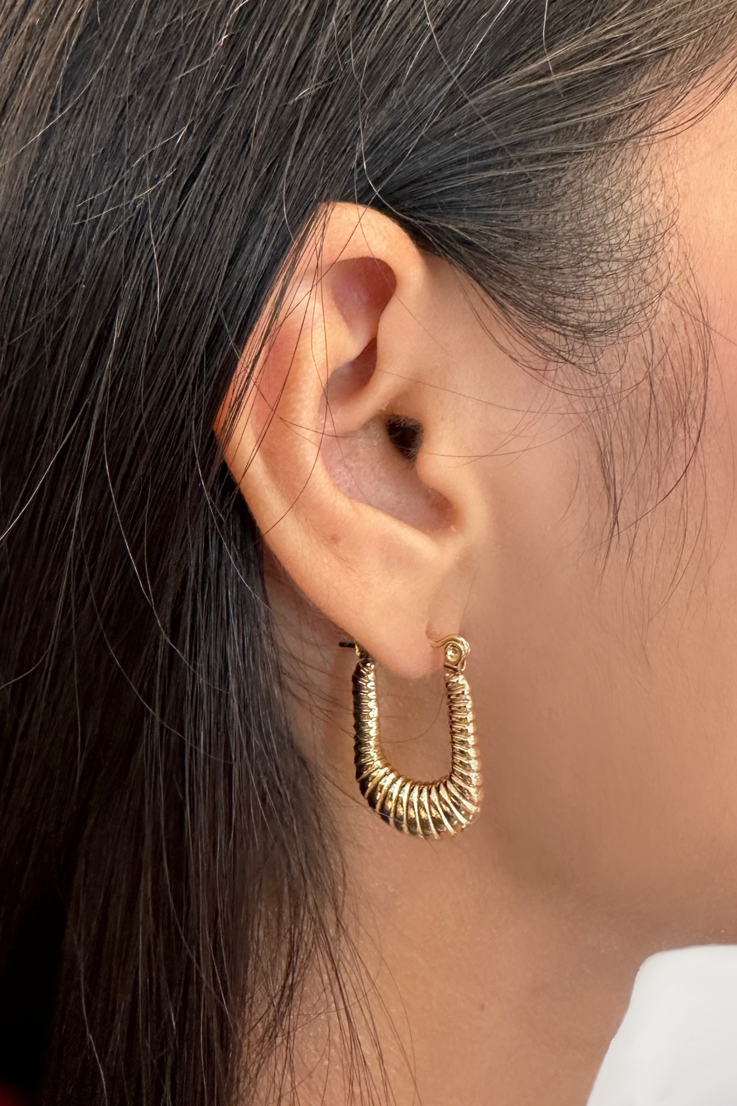 Rectangular Coil Hoop Earrings Jewellery