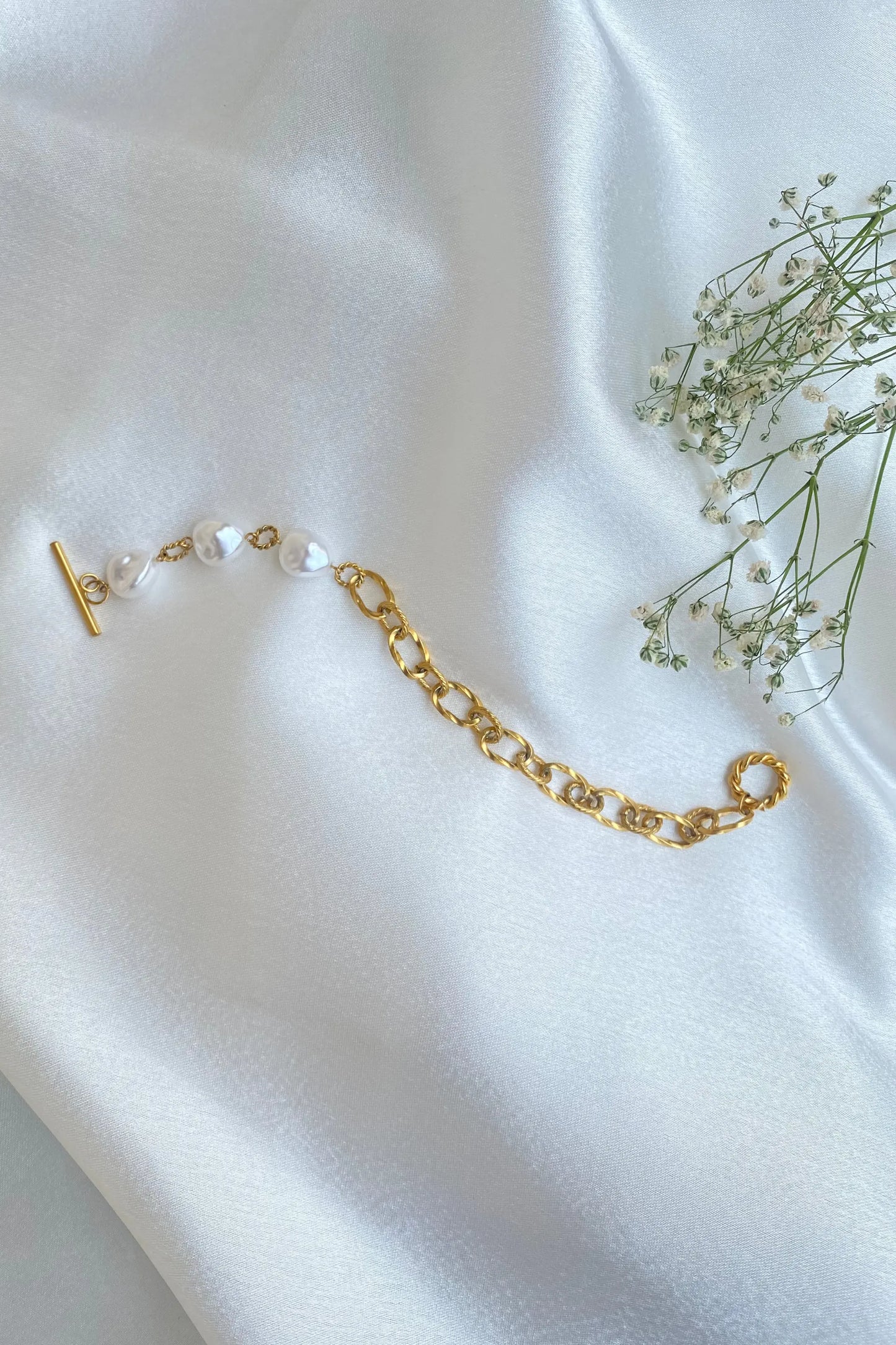 Half Chain-Link Pearl Bracelet Jewellery