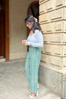 Sage Green Hand-Block Printed Pants with Pockets AMARAA
