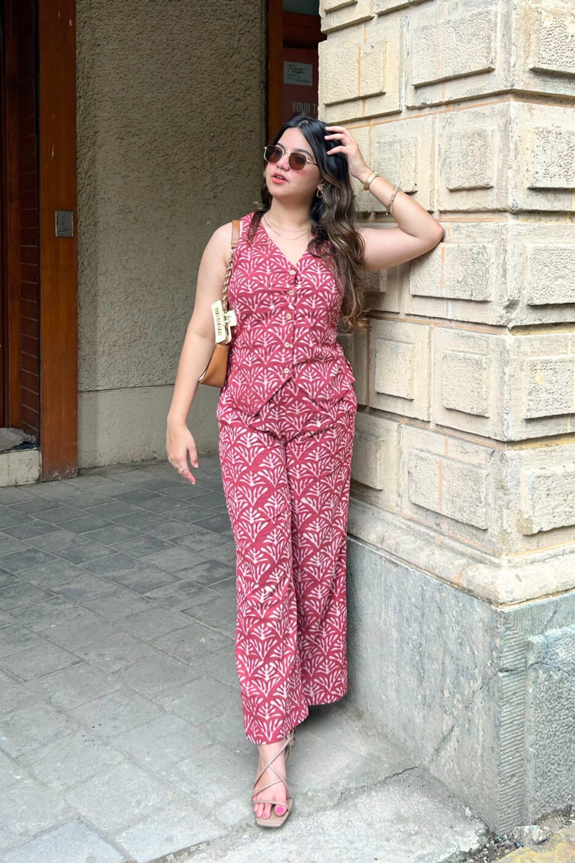 Stylish Hand-Block Printed vest And Pant Set