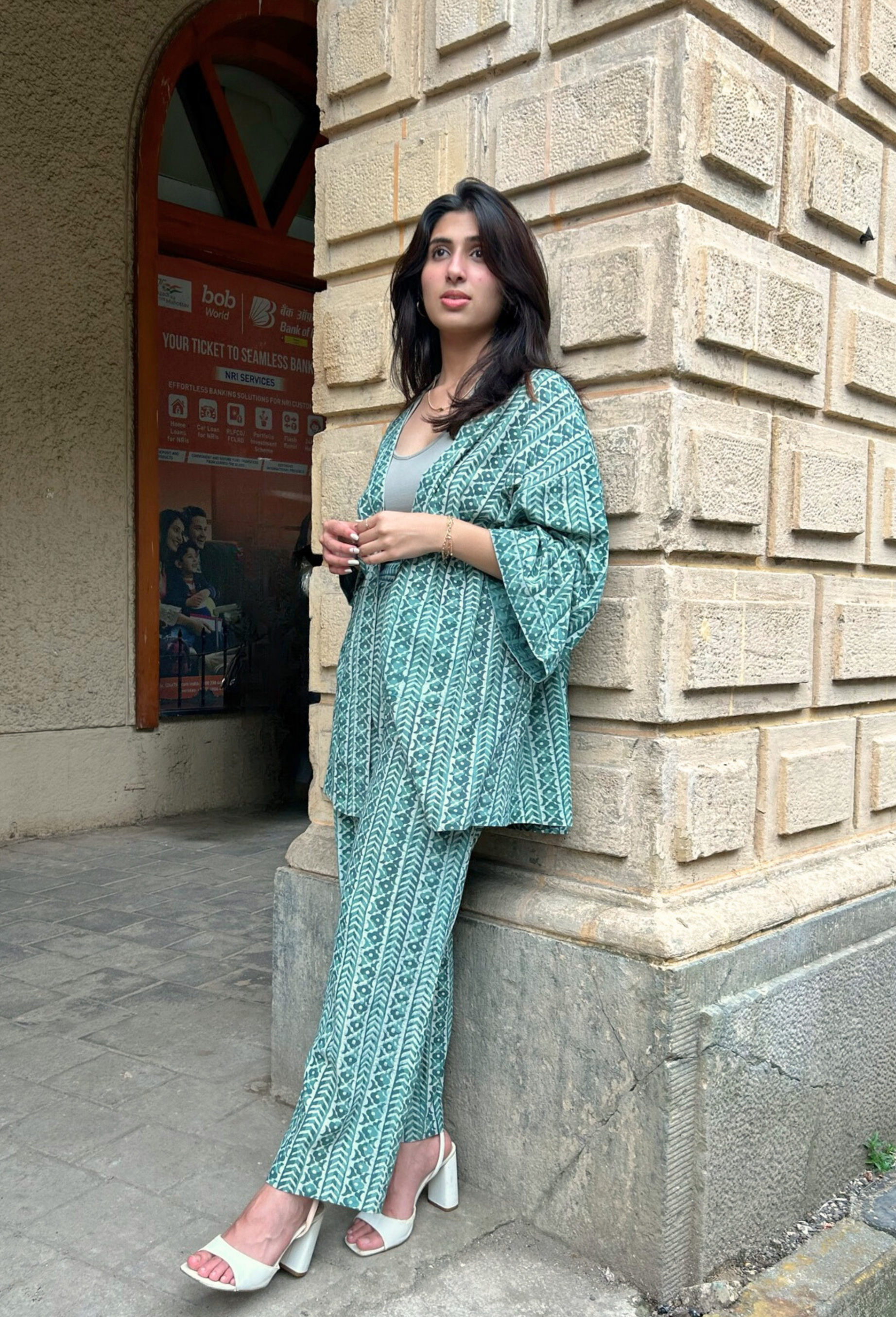 Stylish Hand-Block Printed Vest And Pant Set