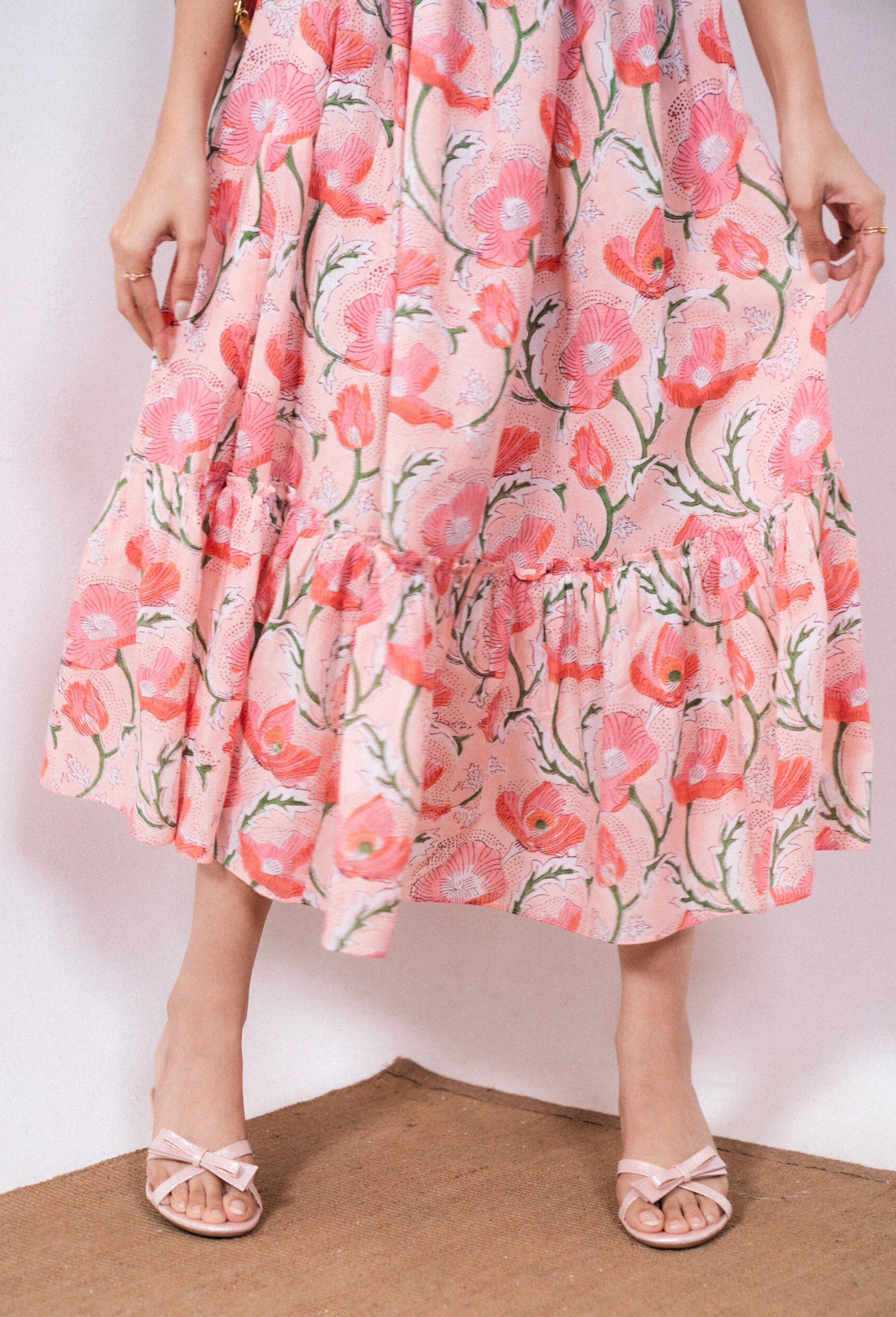 Coral Pink Maxi Dress in Coral Pink Shade With Pocket