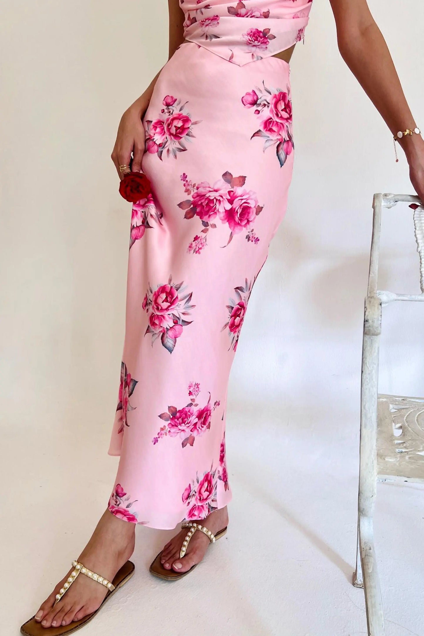 Pink Rose Print Cupid Skirt Valentines Day Collection
