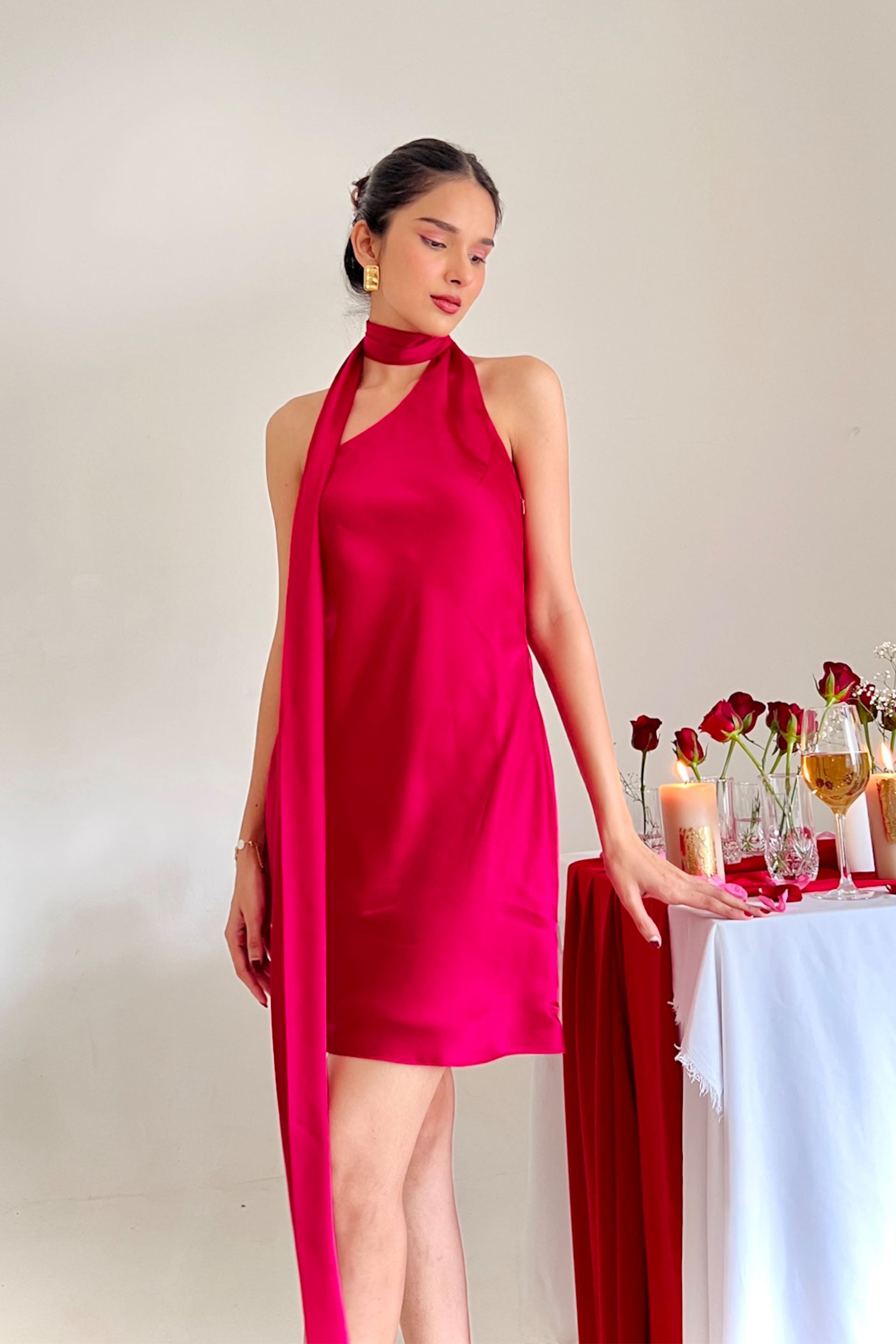 Irum One Shoulder Scarf Dress