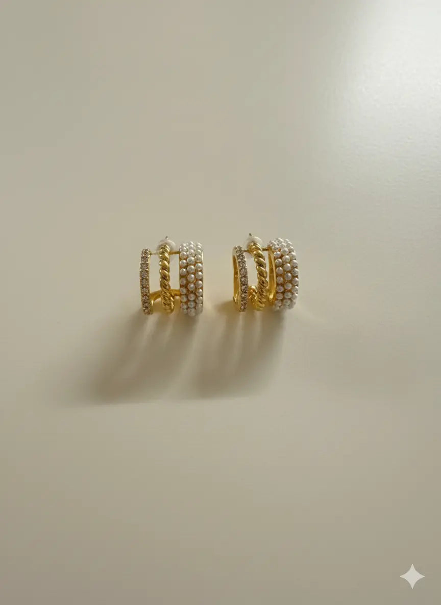 Pearl Trinity Hoops NYE Jewellery
