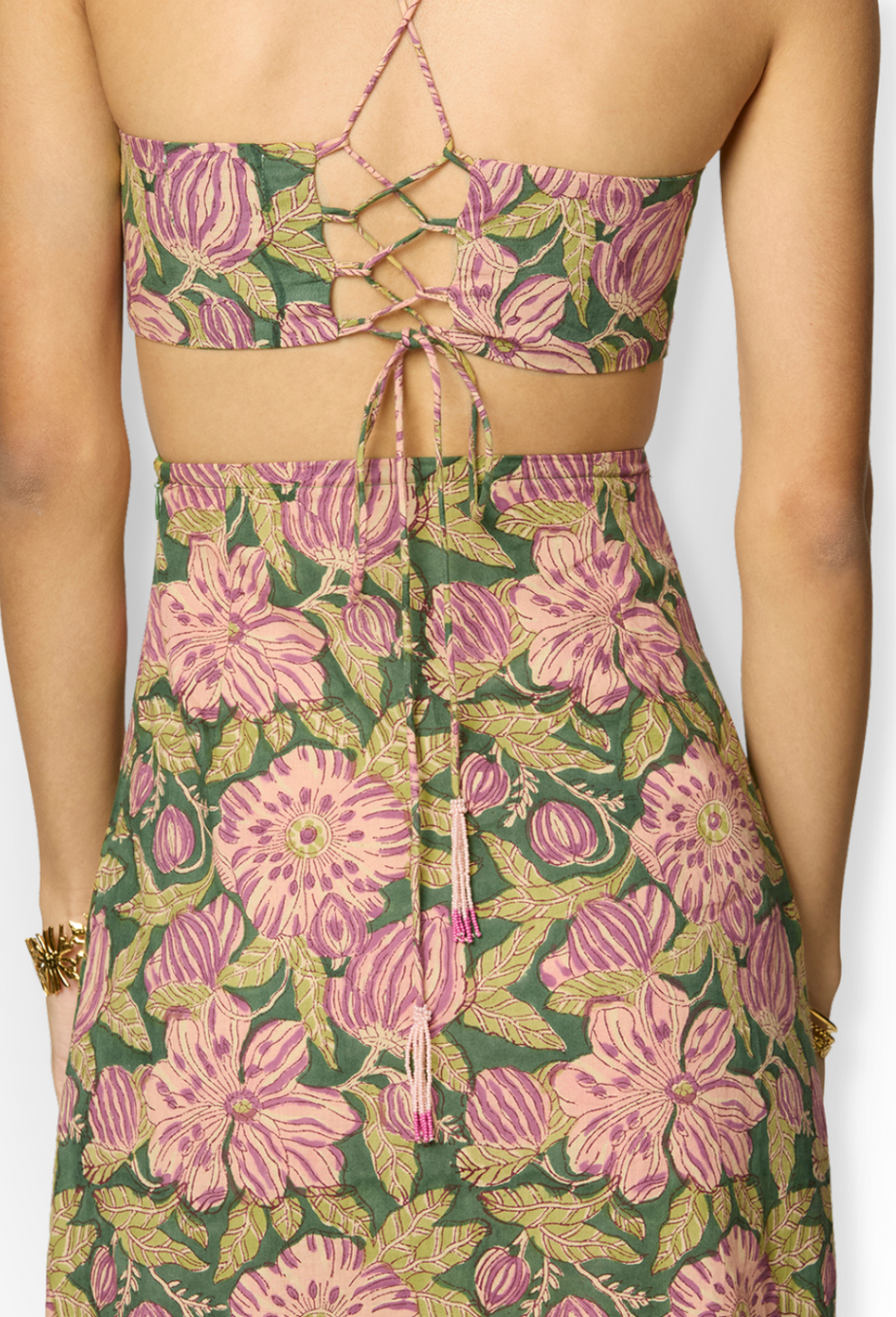 Olive Green and Purple Floral Printed Maxi Dress