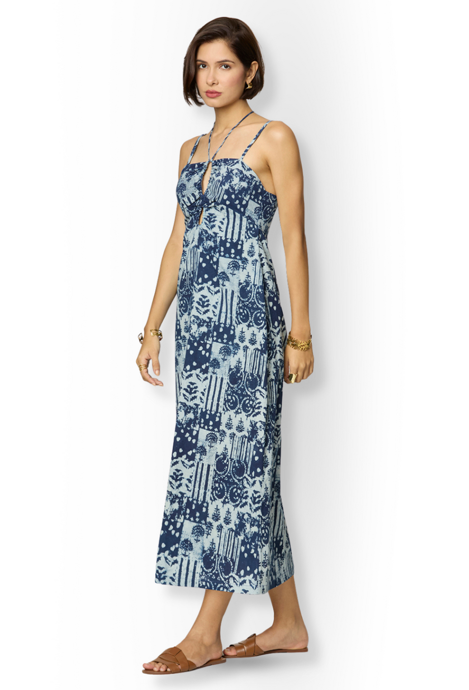 Indigo Tie-Up Maxi Dress