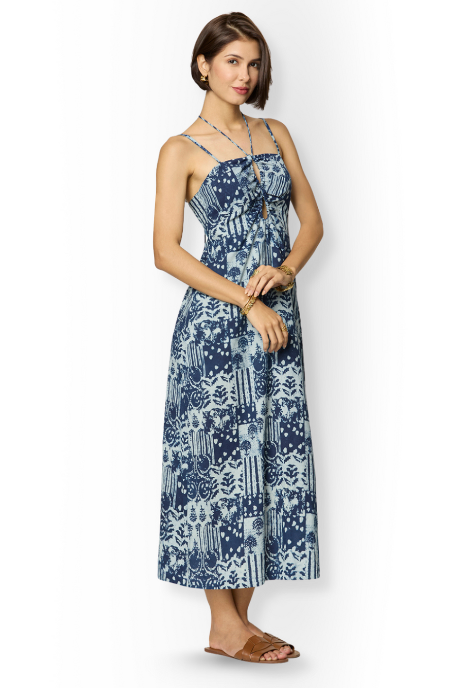 Indigo Tie-Up Maxi Dress