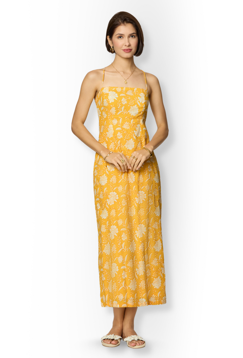 Yellow Spaghetti Strap Maxi Dress