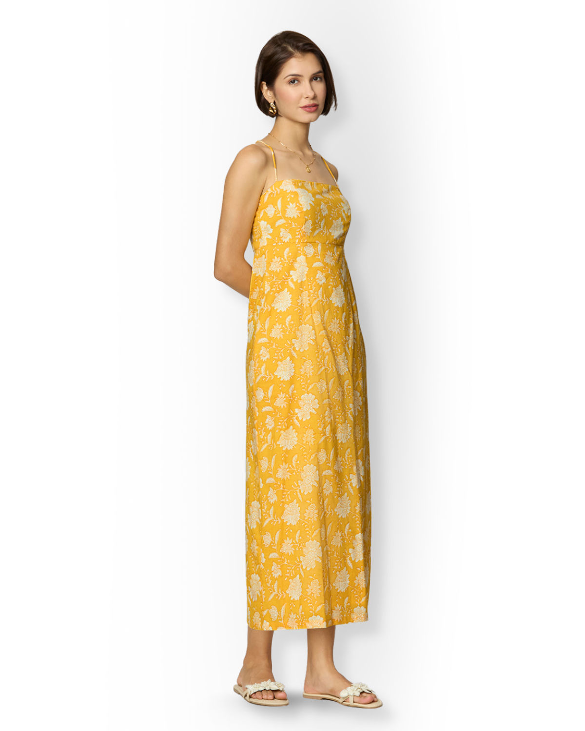 Yellow Spaghetti Strap Maxi Dress