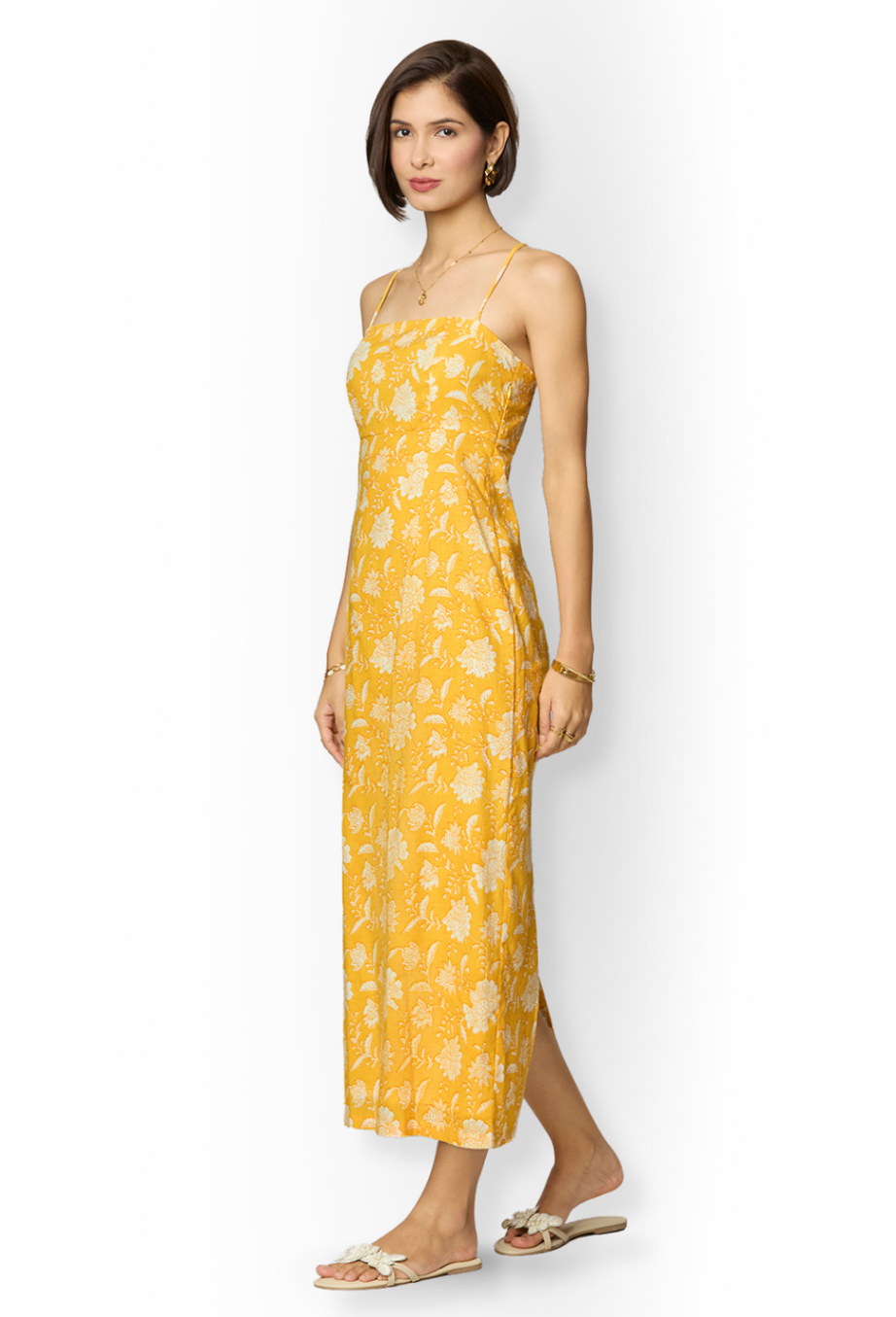 Yellow Spaghetti Strap Maxi Dress