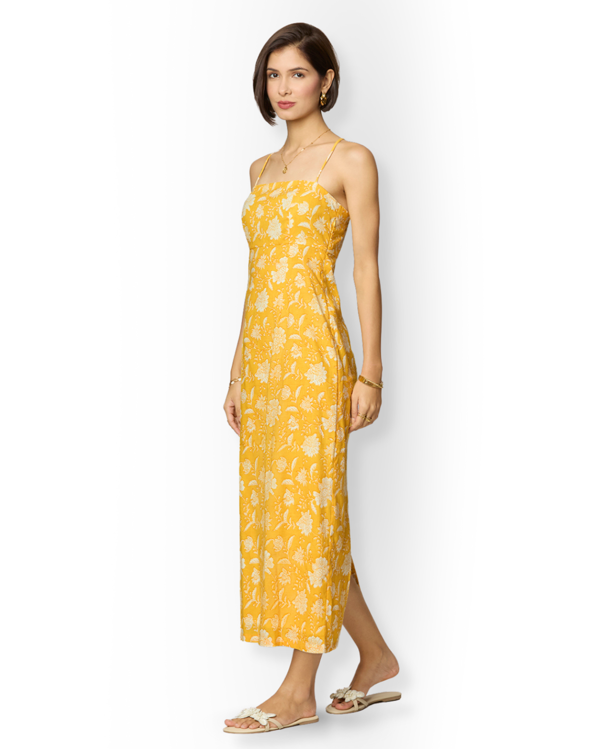 Yellow Spaghetti Strap Maxi Dress