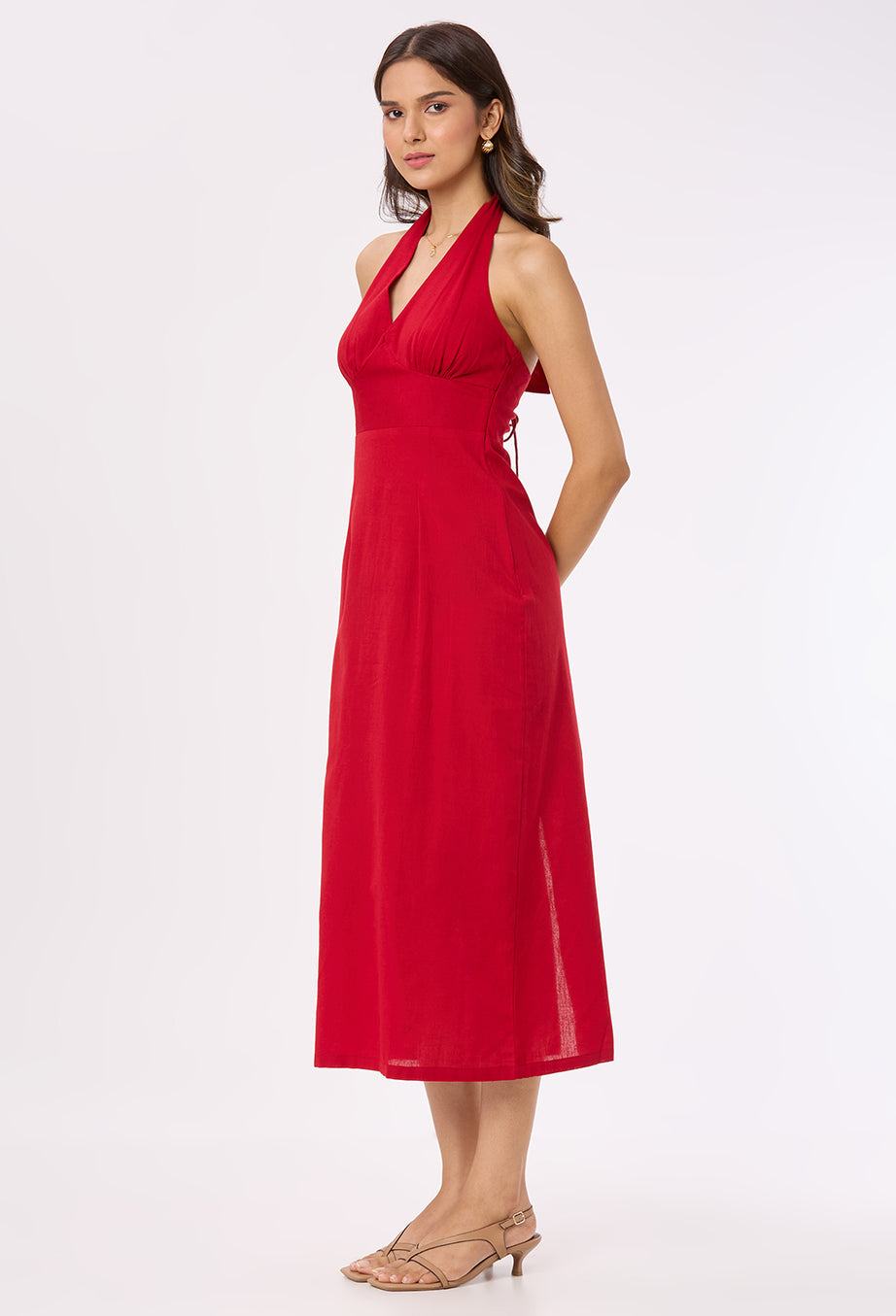 Red Halter Neck dress with Slit