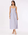 Blue,White & Red Striped Side-Gathered Maxi Dress with Adjustable Straps Basic But Better