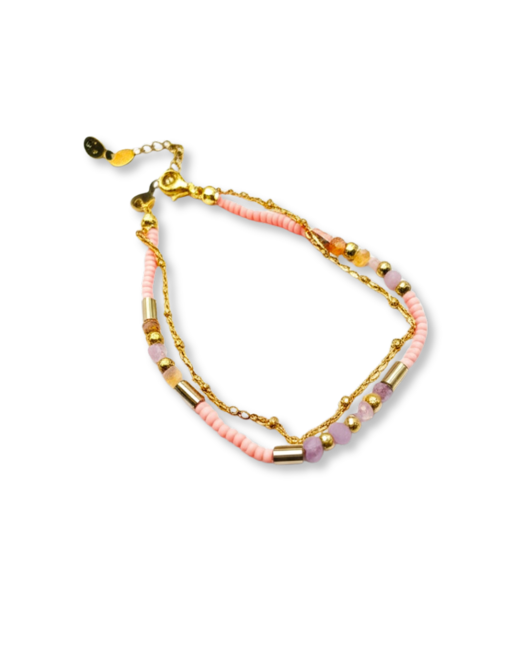 Pink & Lilac Beaded Summer Anklet