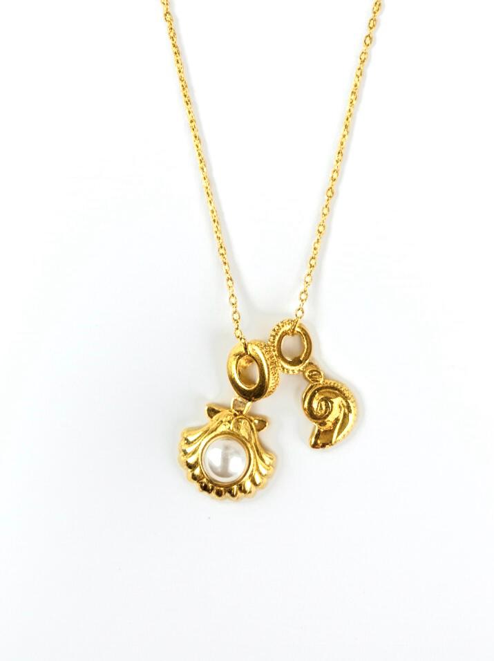 Delicate Gold Pearl & Shell Necklace