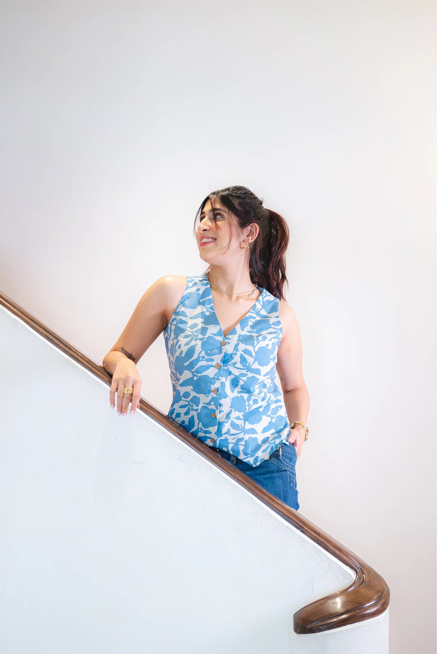 Powder Blue Floral Vest AMARAA