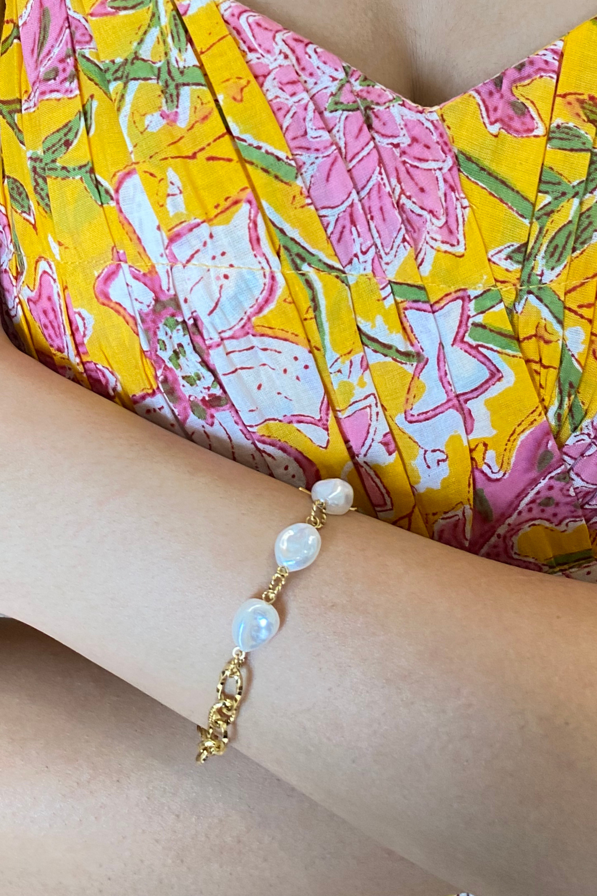 Half Chain-Link Pearl Bracelet