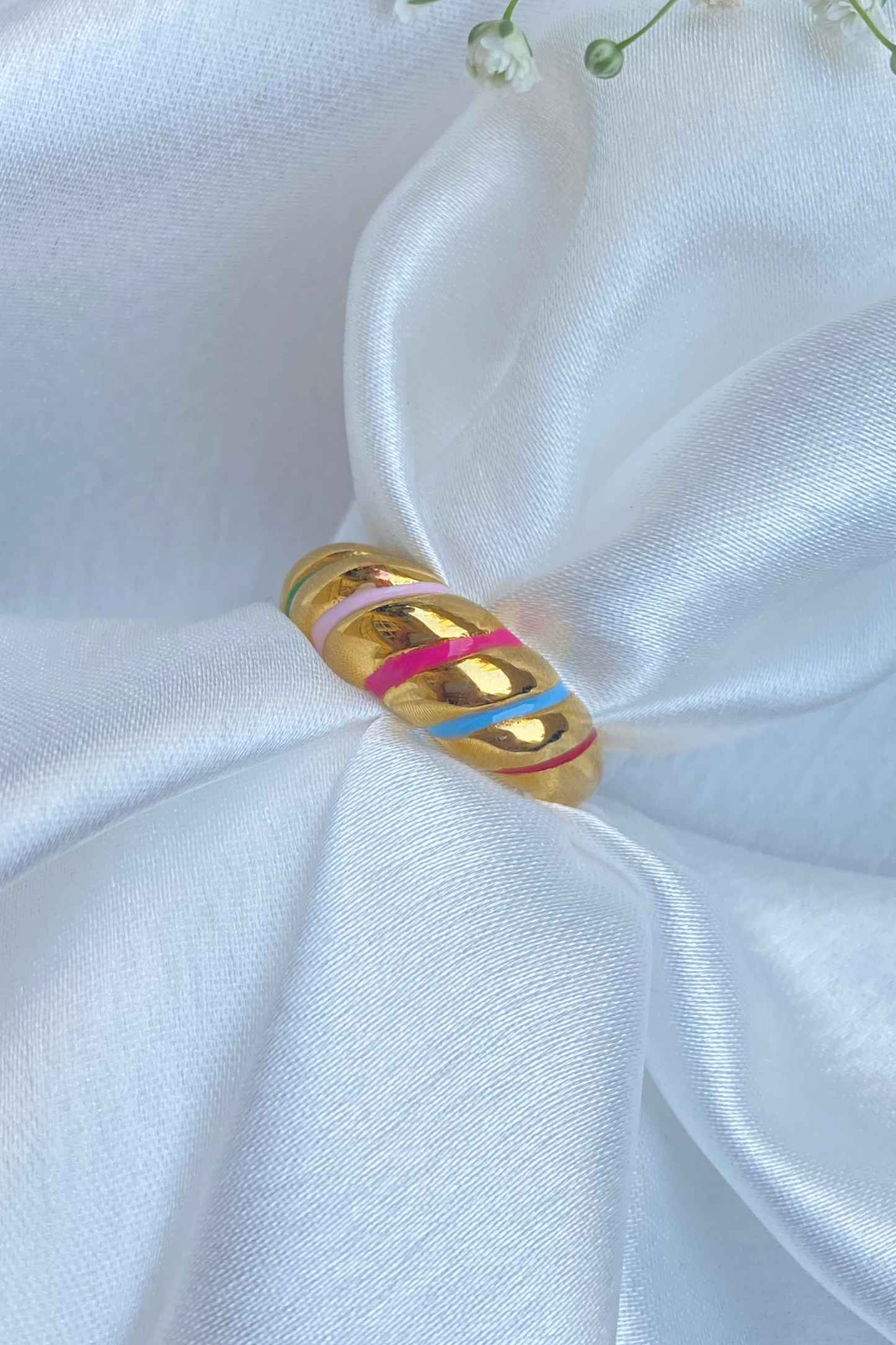 Rainbow Croissant Gold Ring Jewellery