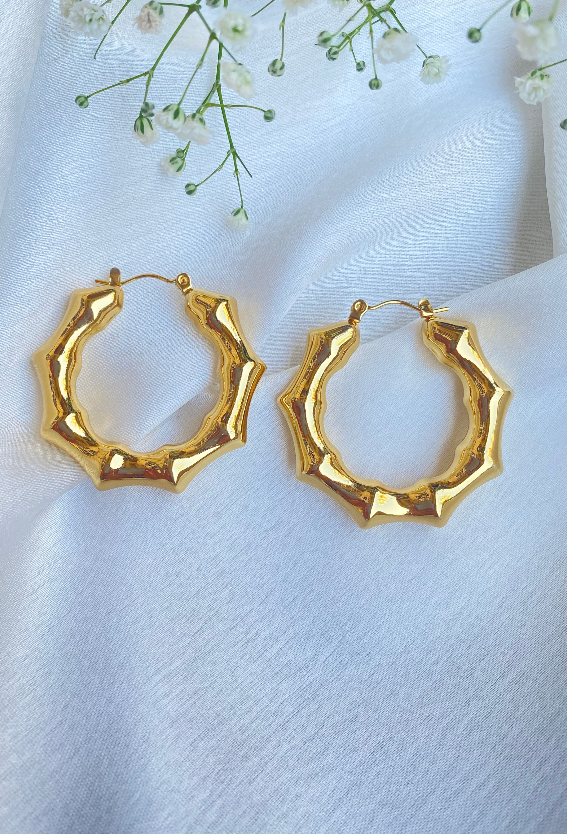 Chunky Bamboo Hoop Earrings