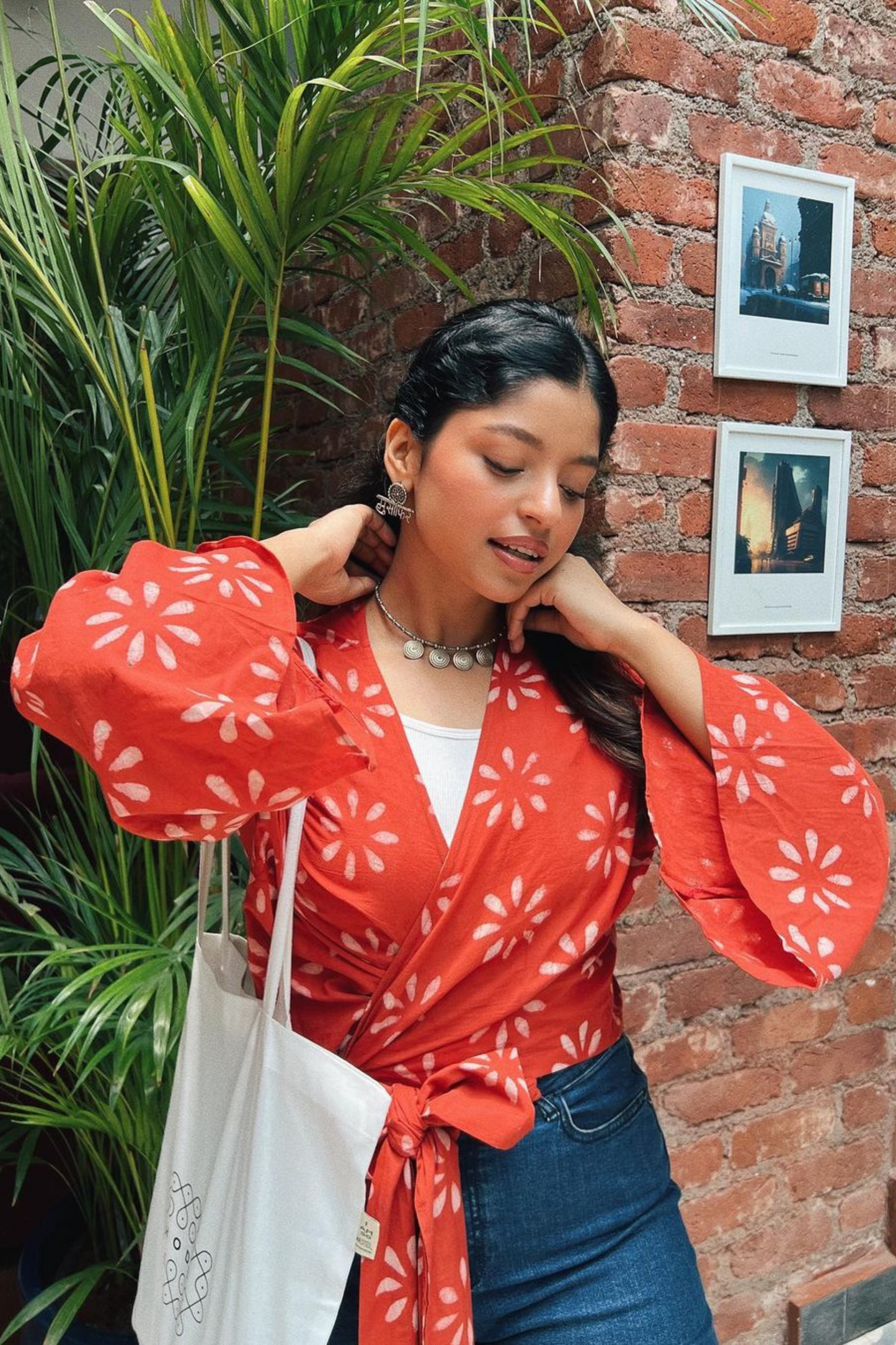 Hand-Block Printed Pure Cotton Wrap Top AMARAA