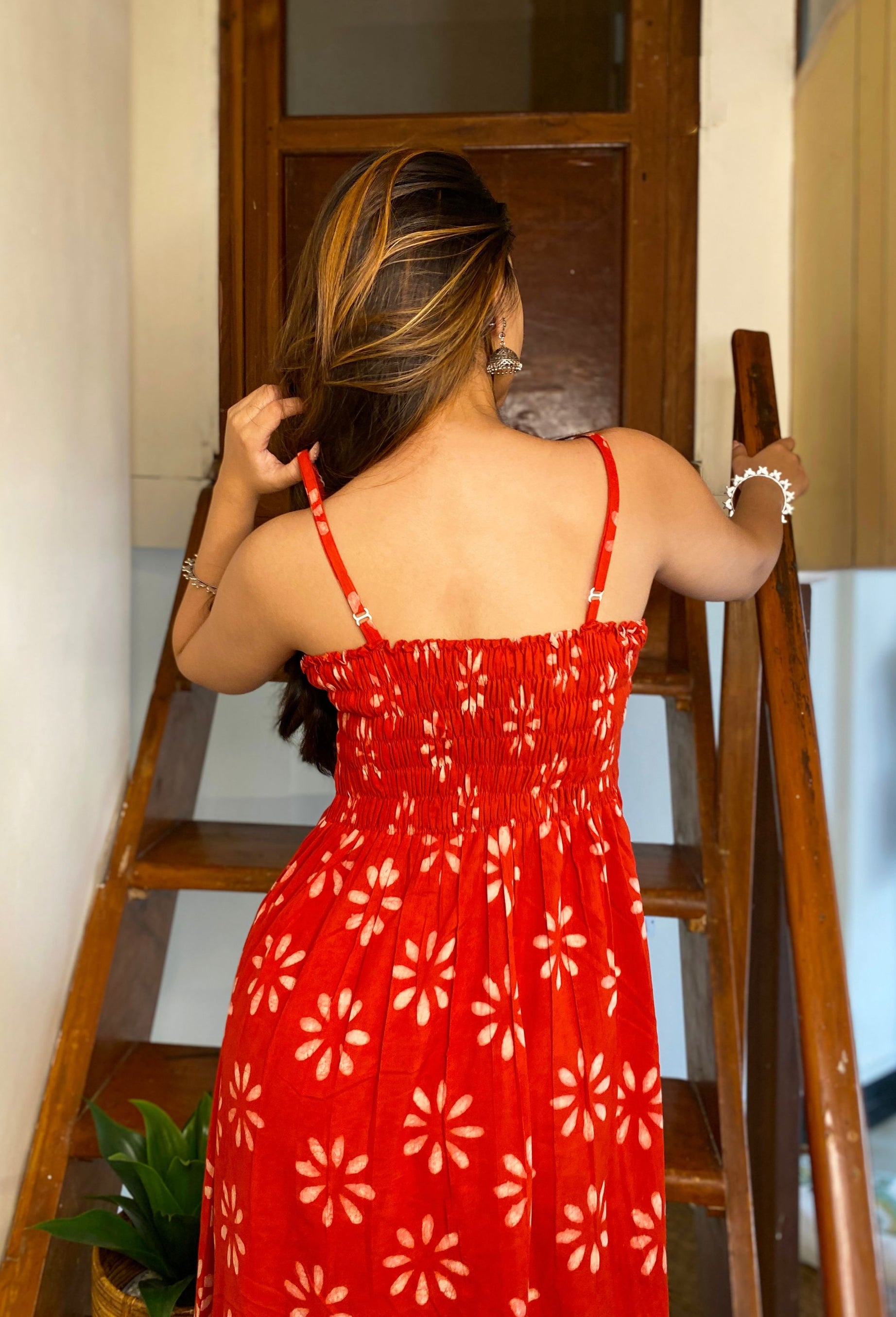 A-Line Cotton Hand-Block Print Dress With Pocket