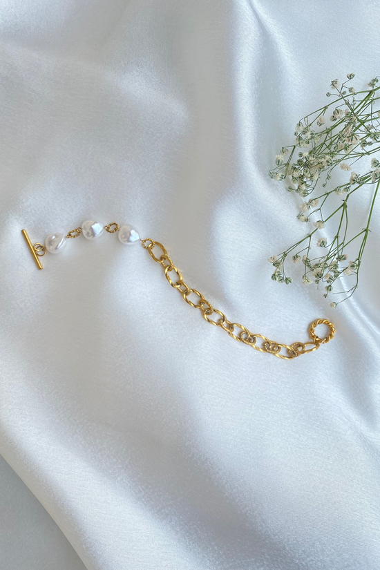 Half Chain-Link Pearl Bracelet Jewellery