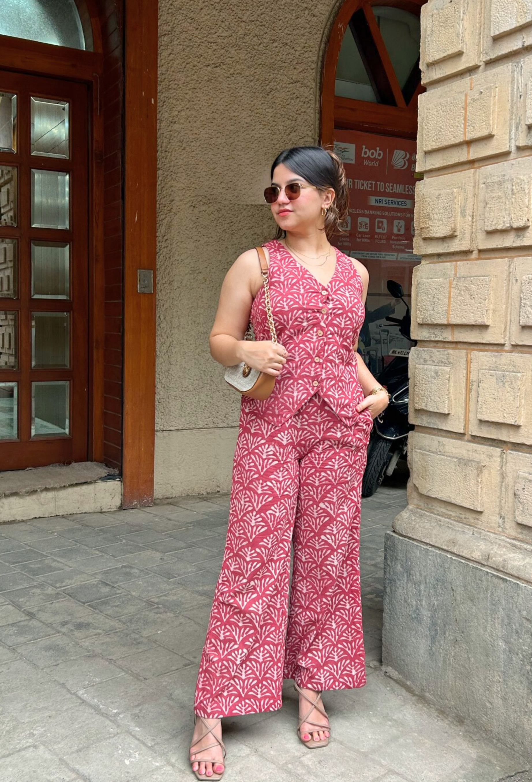 Stylish Hand-Block Printed vest And Pant Set
