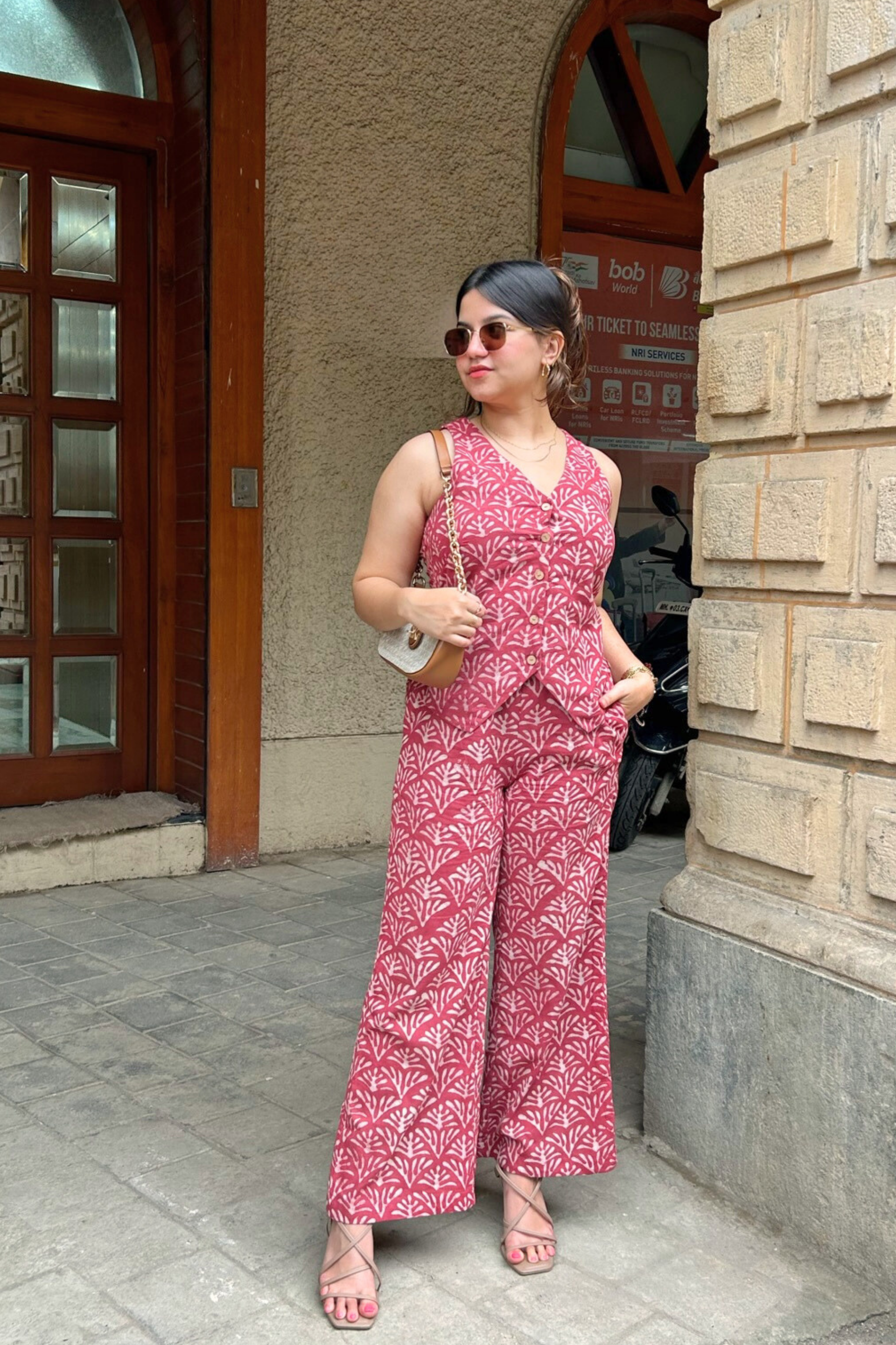 Stylish Hand-Block Printed vest And Pant Set