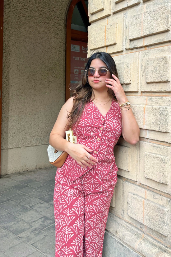 Stylish Hand-Block Printed vest And Pant Set AMARAA