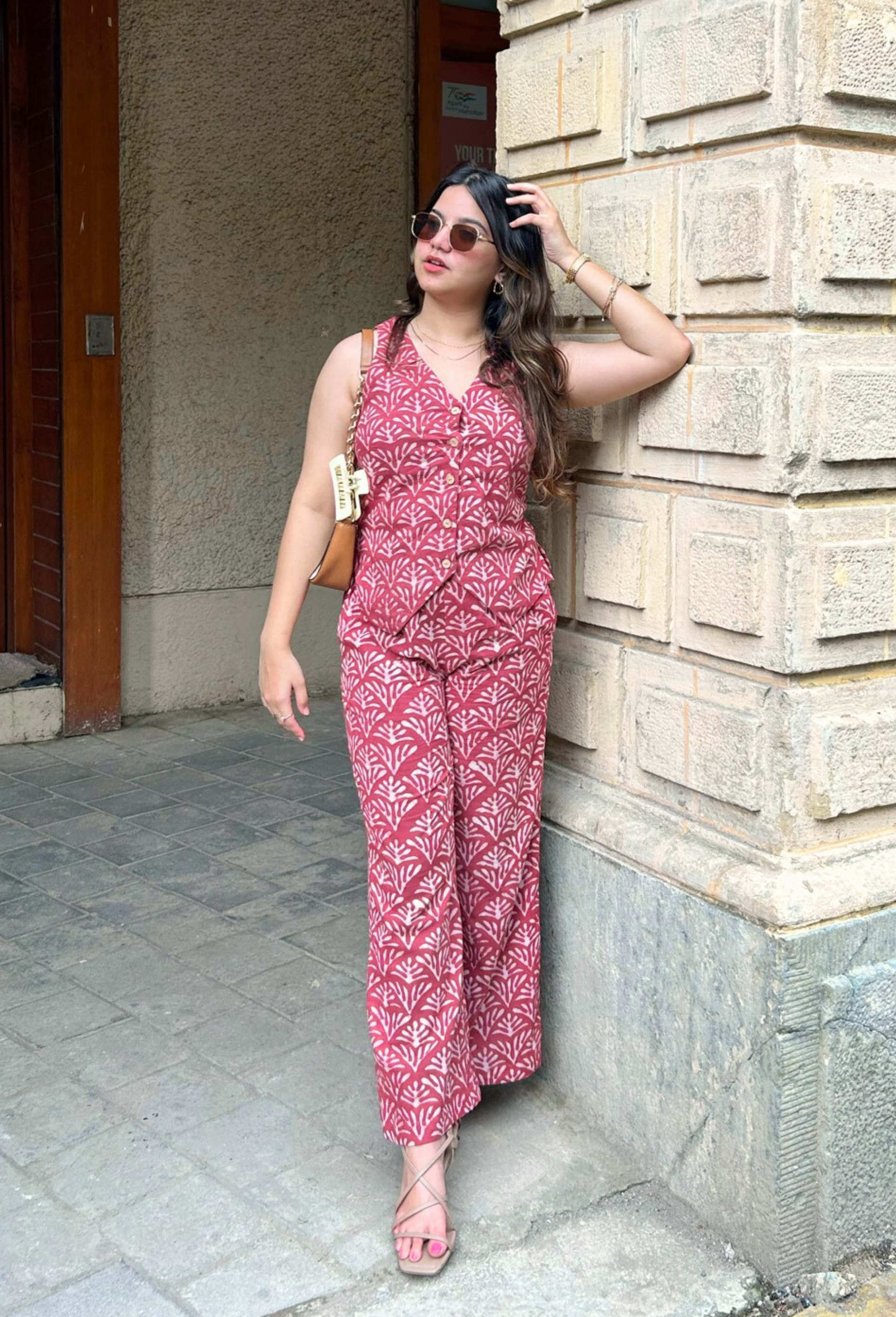 Stylish Hand-Block Printed vest And Pant Set