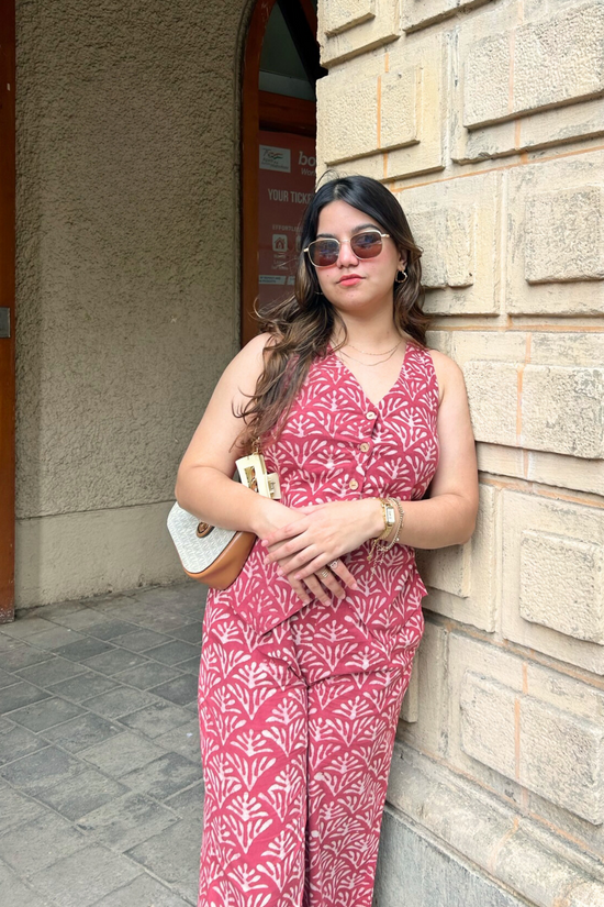 Stylish Hand-Block Printed vest And Pant Set AMARAA