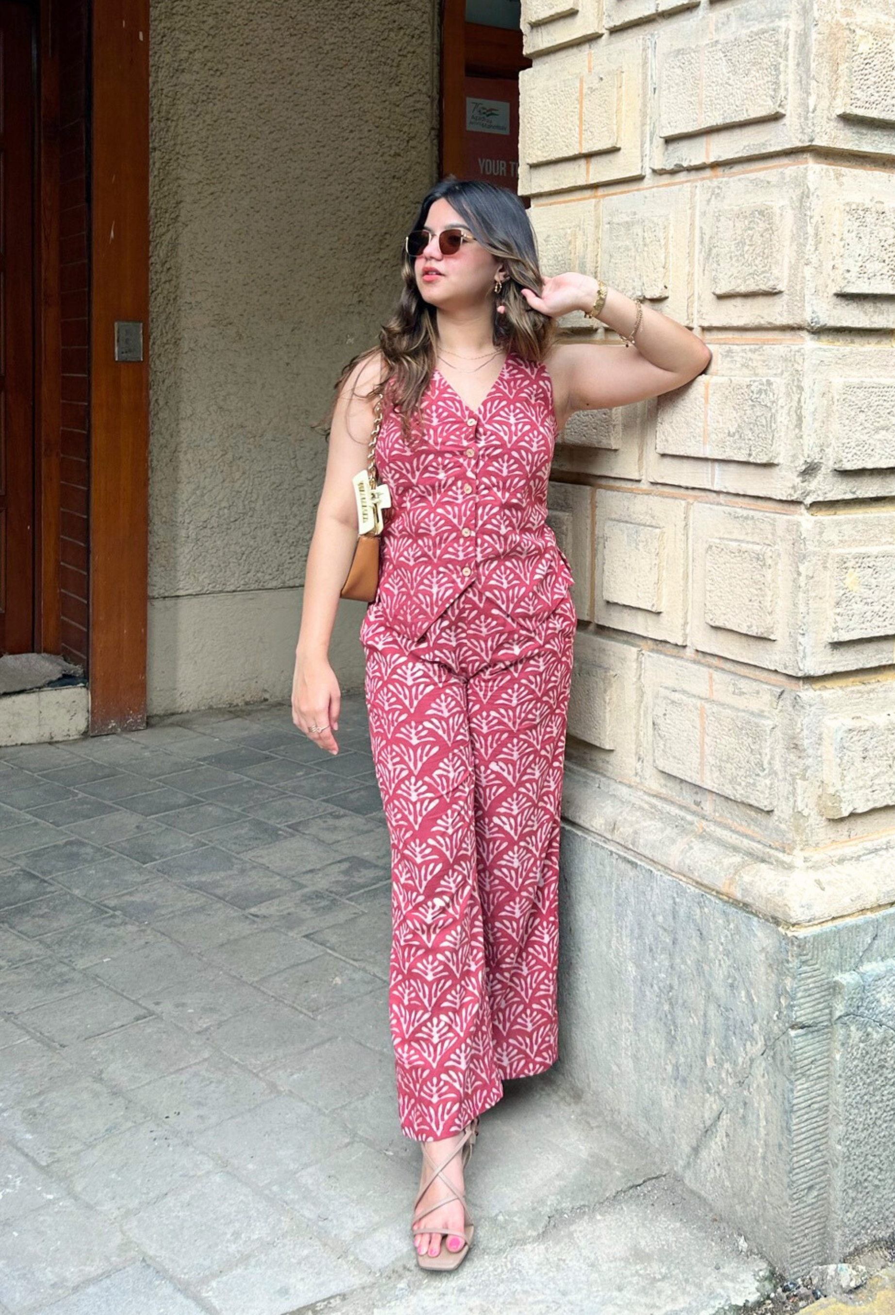 Stylish Hand-Block Printed vest And Pant Set