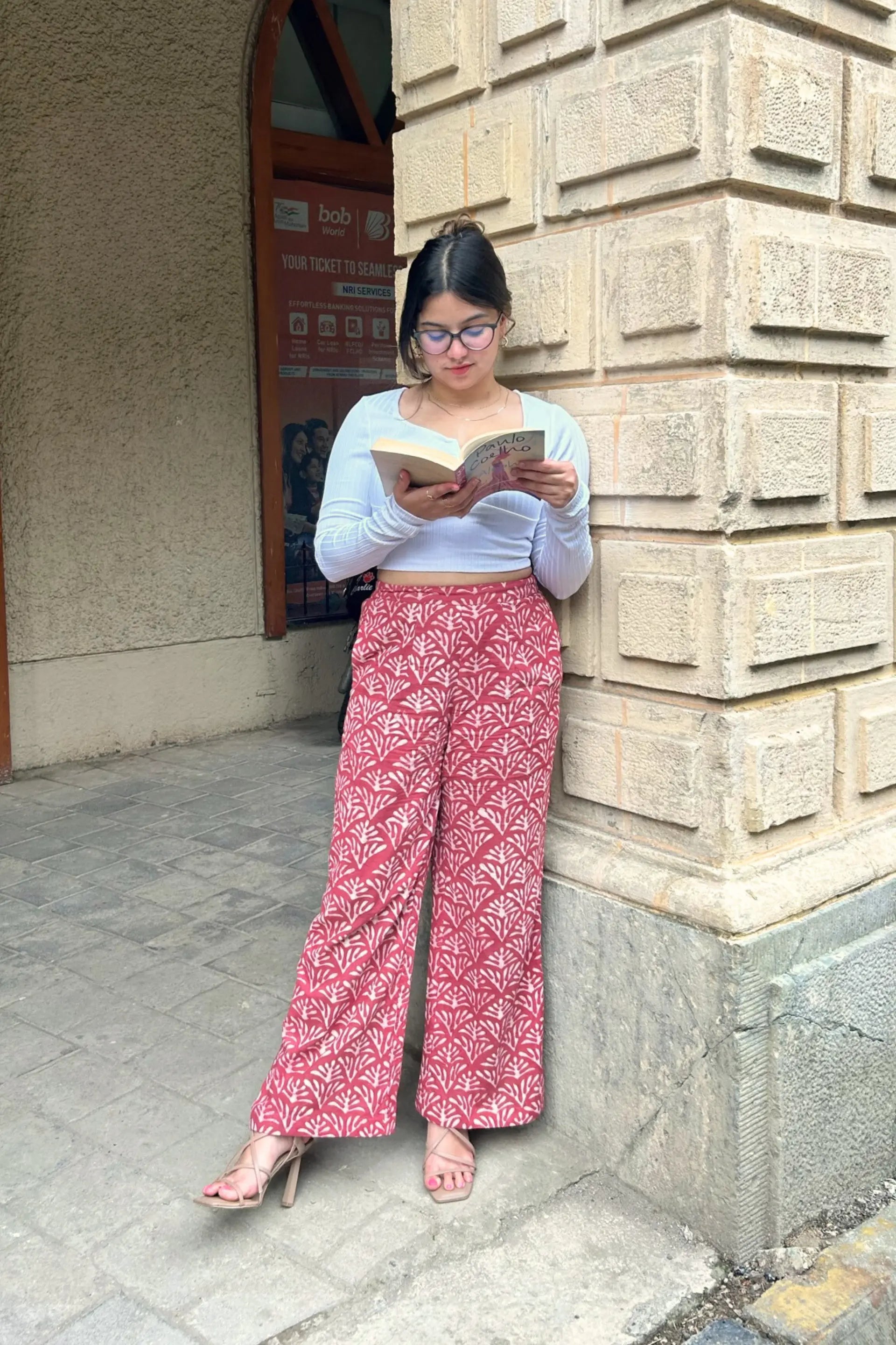 Maroon Red Hand Block Printed Pants AMARAA