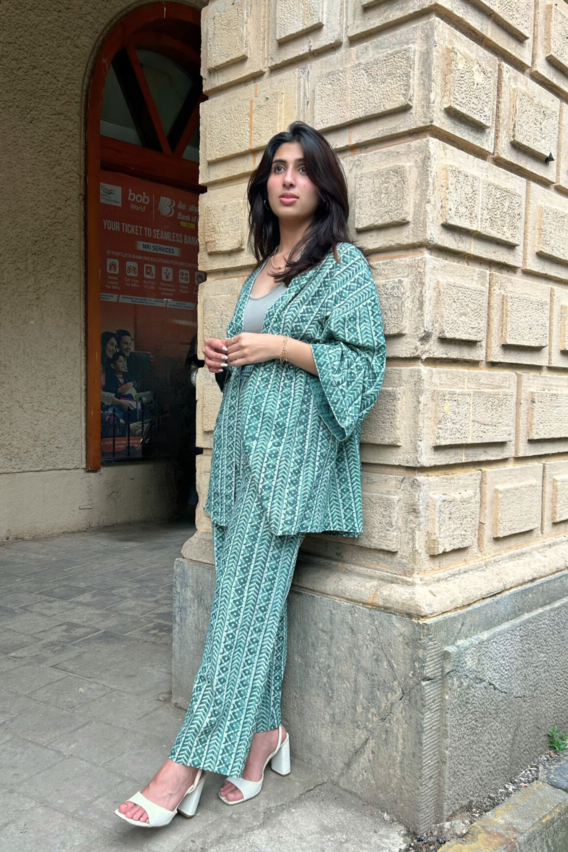 Stylish Hand-Block Printed Vest And Pant Set