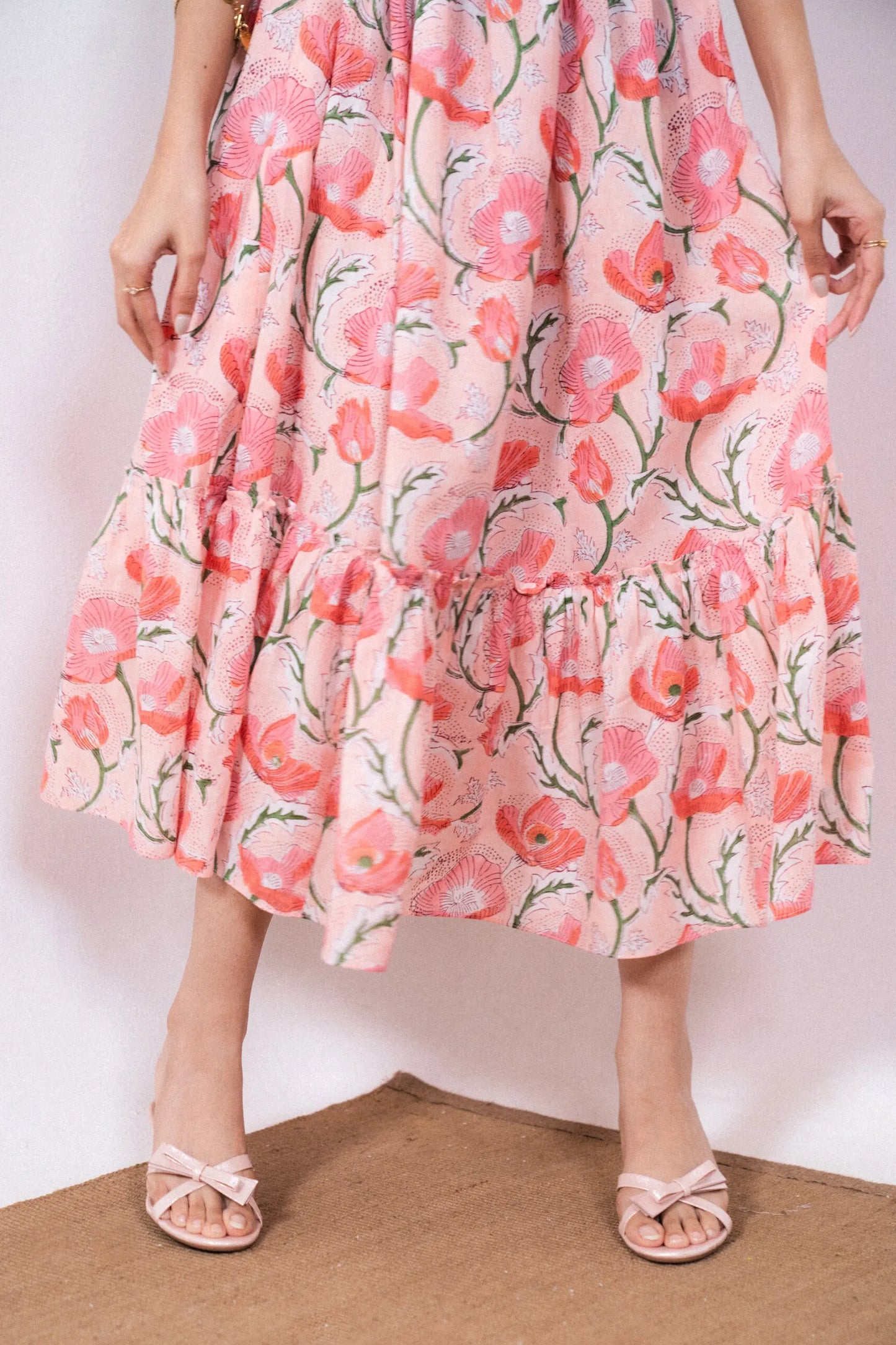 Coral Pink Maxi Dress in Coral Pink Shade With Pocket, Back Smocking and Adjustable strap RESORT'24