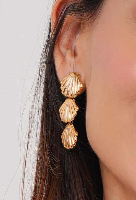 Triple Droplet Seashell Earrings Summer Jewellery