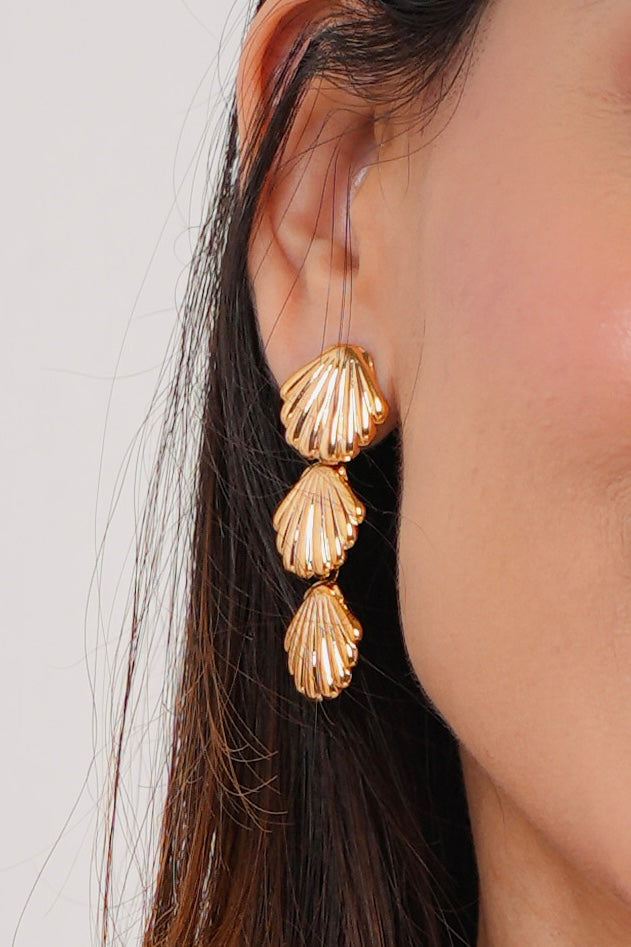 Triple Droplet Seashell Earrings