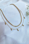 Dainty Double Layered Leaf Gold Chain Jewellery
