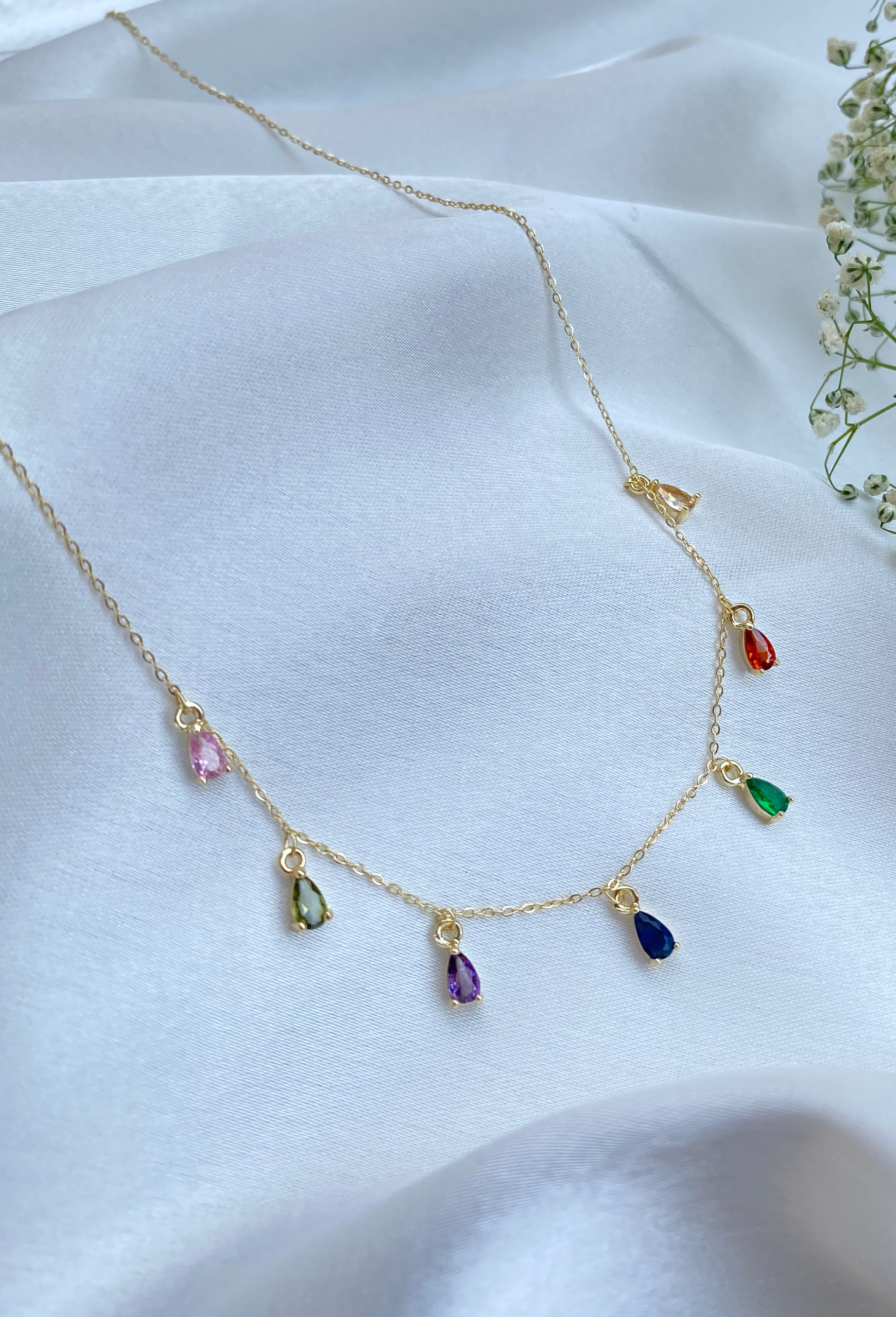 Teardrop Rainbow Diamond Pendant