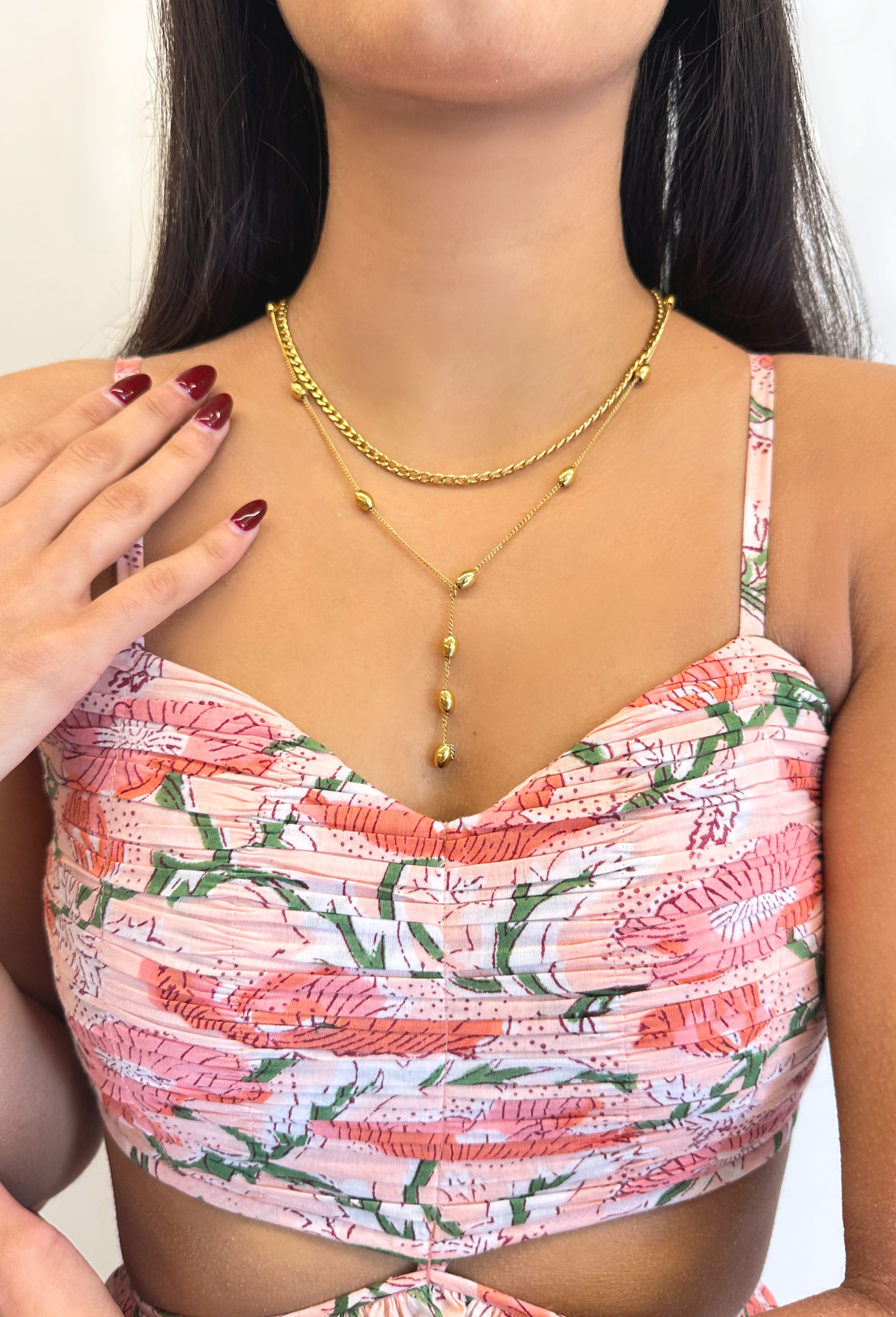 Gold Beaded Layered Necklace