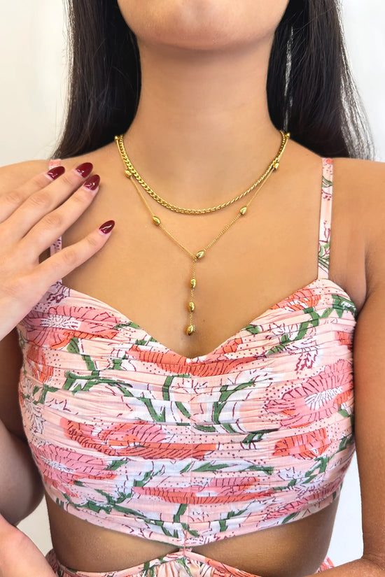 Gold Beaded Layered Necklace Jewellery