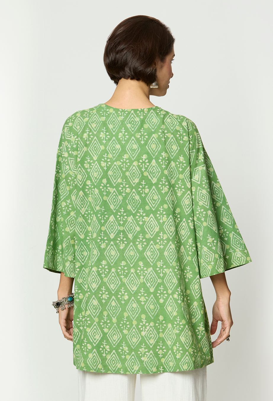 Green Dabu Printed Shrug