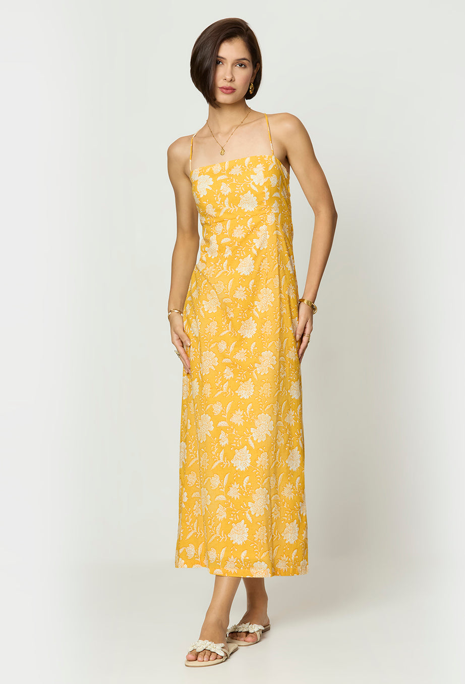Yellow Spaghetti Strap Maxi Dress