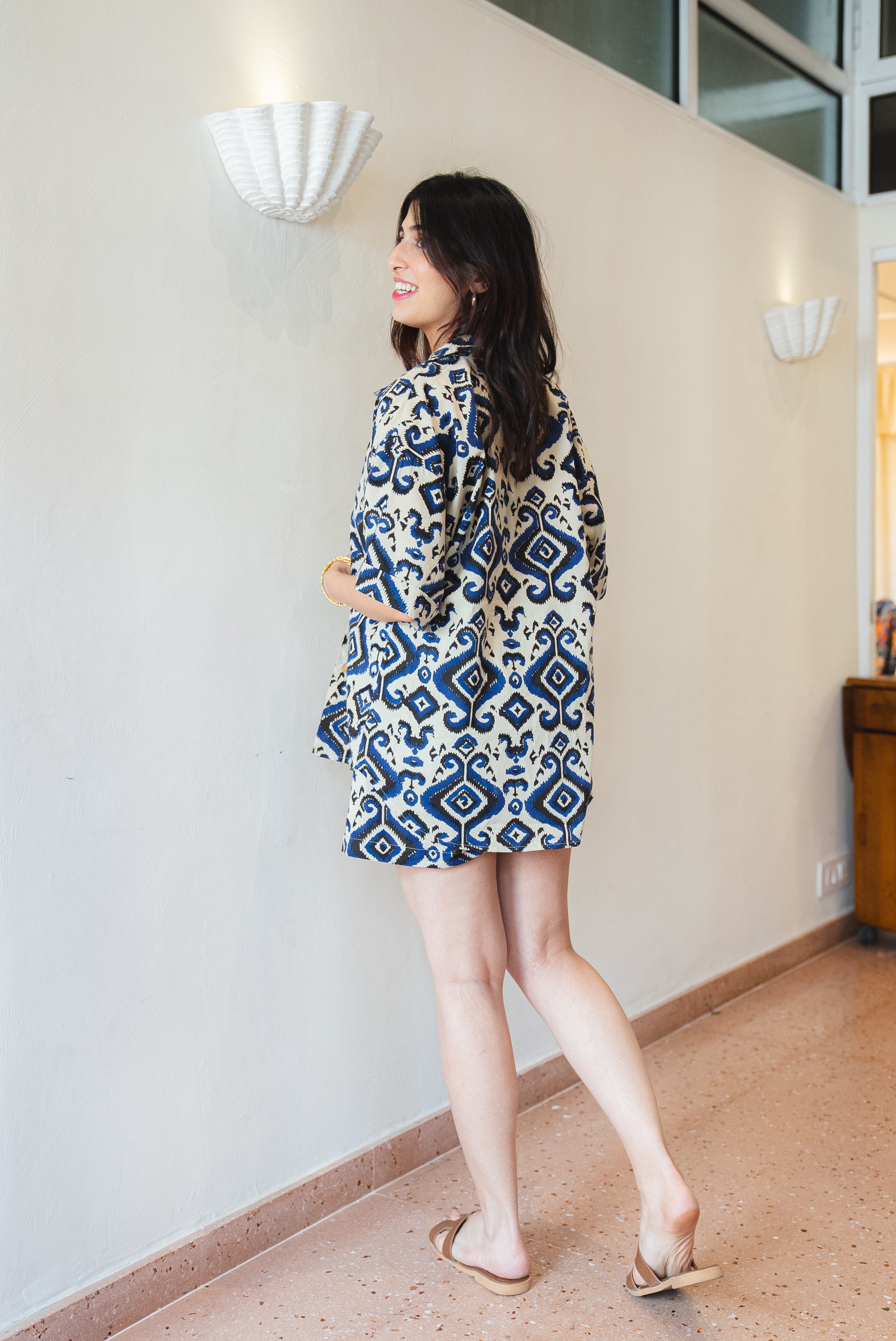 Ikkat Print Shirt and Shorts Co-ord Set