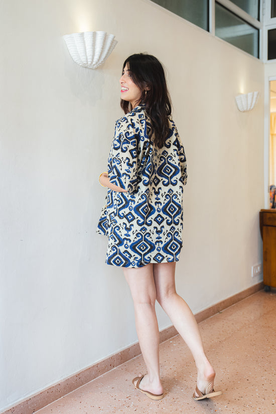 Ikkat Print Shirt and Shorts Co-ord Set SpringSummer'24