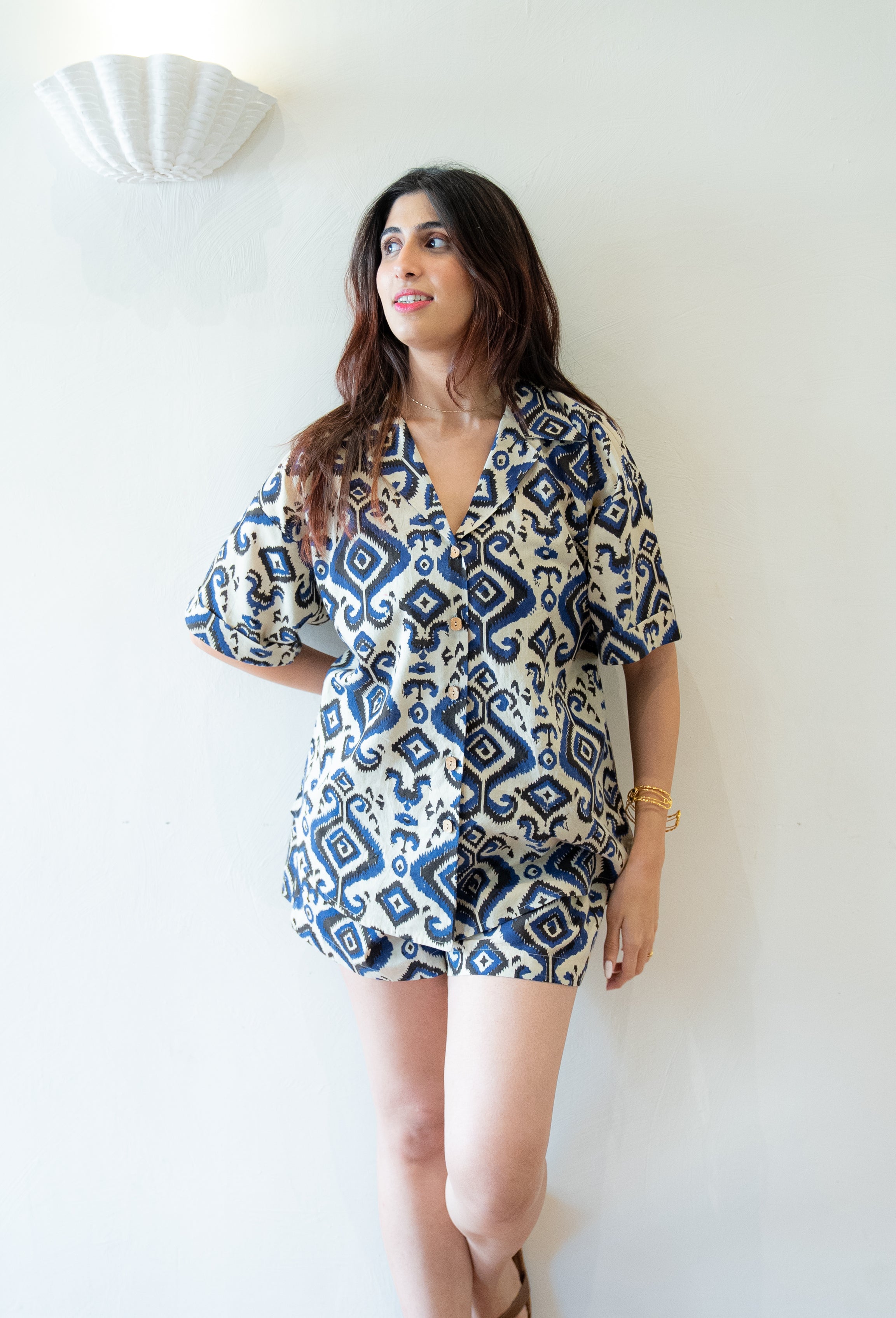 Ikkat Print Shirt and Shorts Co-ord Set