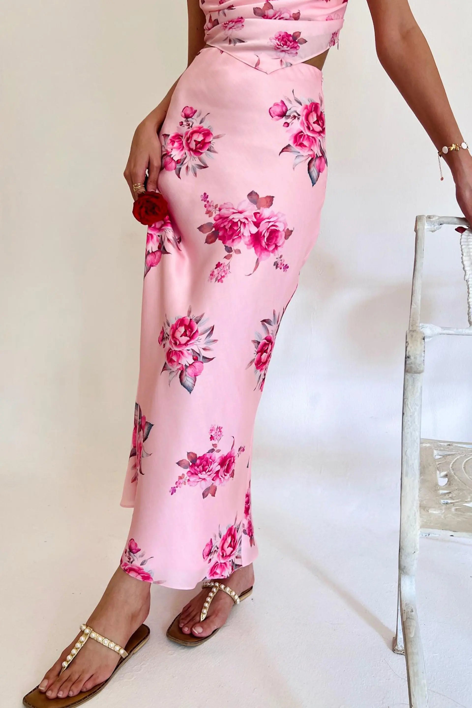 Pink Rose Print Cupid Skirt Valentines Day Collection