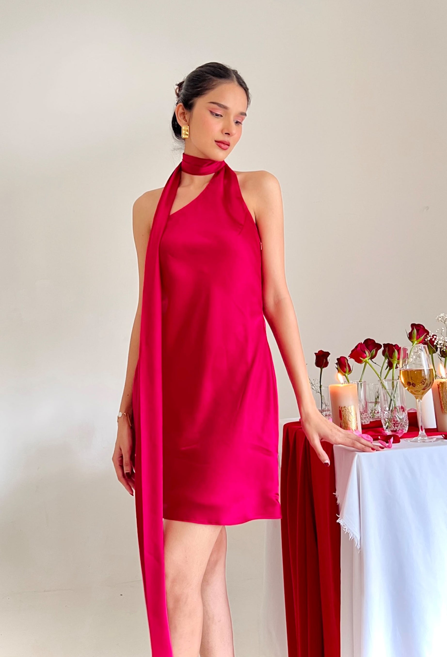 Irum One Shoulder Scarf Dress